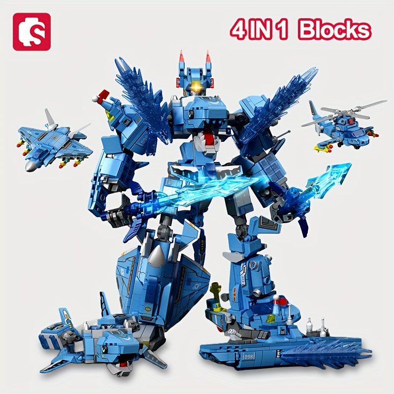 4-in-1 Transforming Mecha Robot Building Blocks Set - Creative DIY Toy for Boys - Cyprus