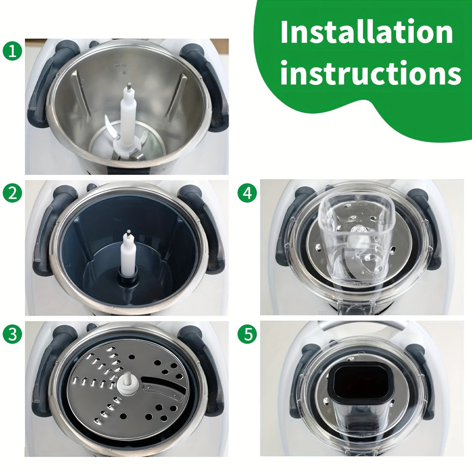 Ensemble d'accessoires de mélangeurs TM5 & TM6 - Rougère en acier inoxydable multifonctionnel avec designs doubles de coupe