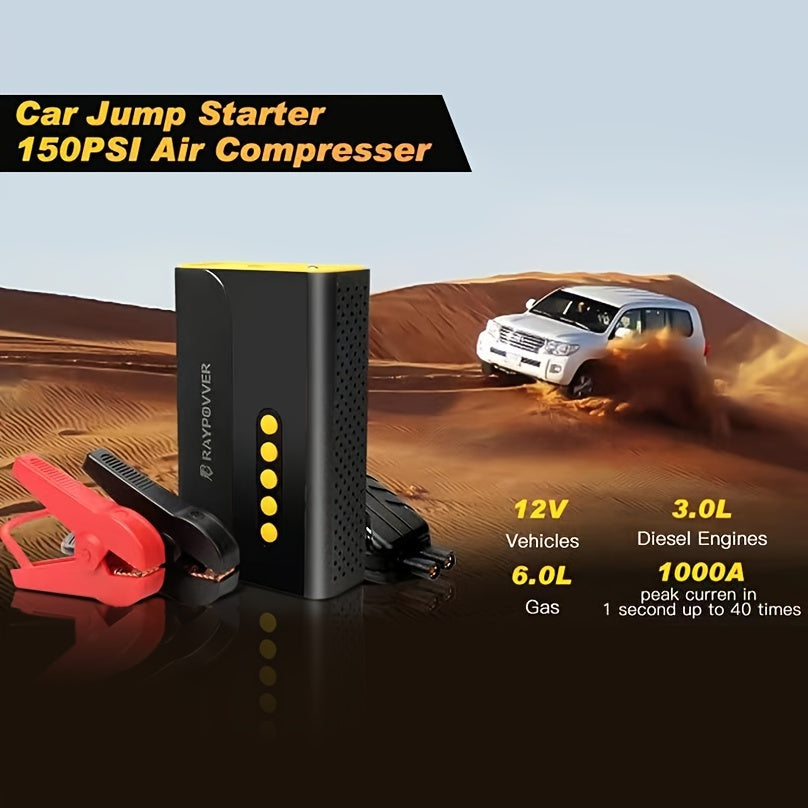 Ισχυρό φορητό jump starter & air compressor - Quick Charge & Safe - Κύπρο