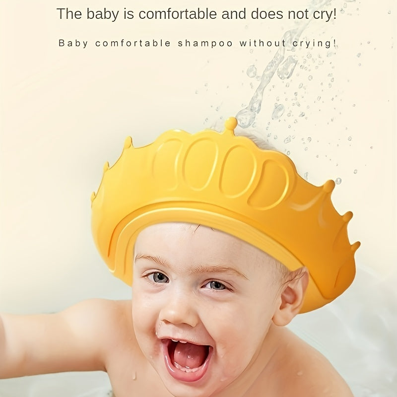 PanLynner Cute Creative Crown Silicone Shampoo Cap for 0-3 Years Old | Eye Protection | Bath Time Fun