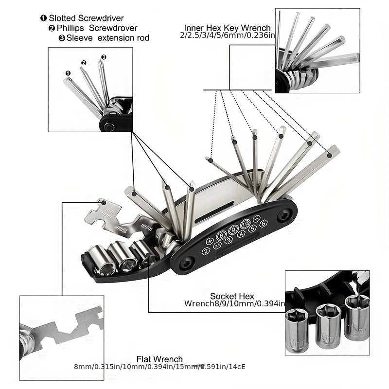 Tournevis pliant polyvalent et outil de clé hexagonale pour les motos et les vélos