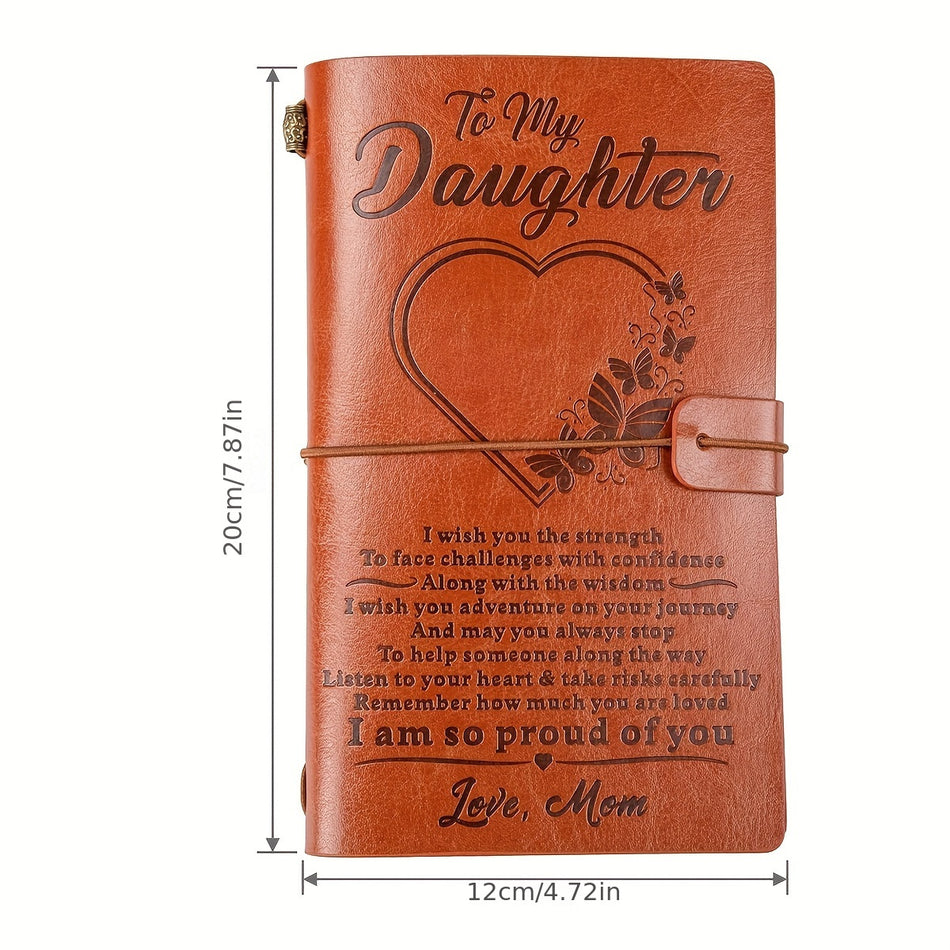 To My Daughter Leather Journal - Refillable Sketchbook & Writing Notebook - Cyprus