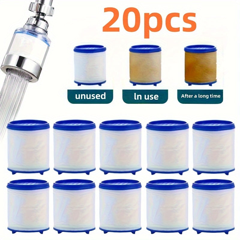 20-Pack Blue & White PP Faucet Water Filters with Storage Racks for Kitchen