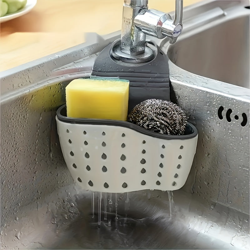 Silicone Sink Sponge Rack with Adjustable Strap - Organize and Drain Kitchen Supplies - Cyprus