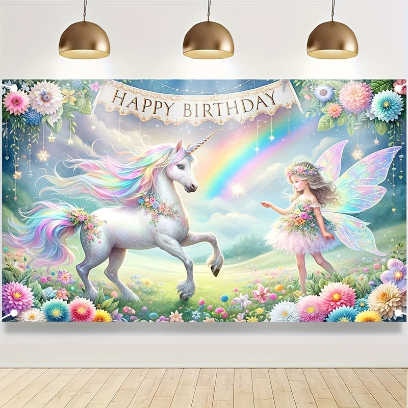 Elf Princess Birthday Party Decoration Banner - Unicorn Photo Background Cloth - Home Decor - Party Decoration - Birthday Cake Table Supplies - Cyprus
