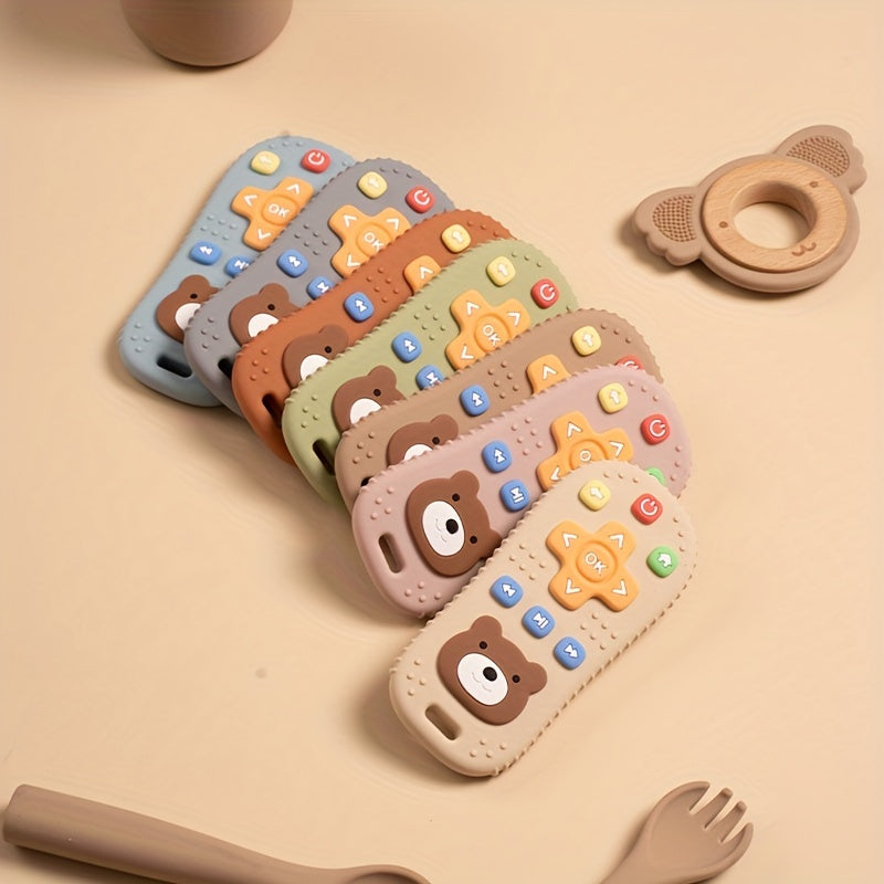 Cute Bear Silicone Baby Teether - Remote Control Shape Food Grade Teething Toy 🎁