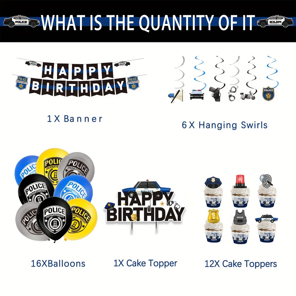 🔵 Police Birthday Party Decorations Set - Perfect for Fun and Unique Celebrations with Friends - Cyprus