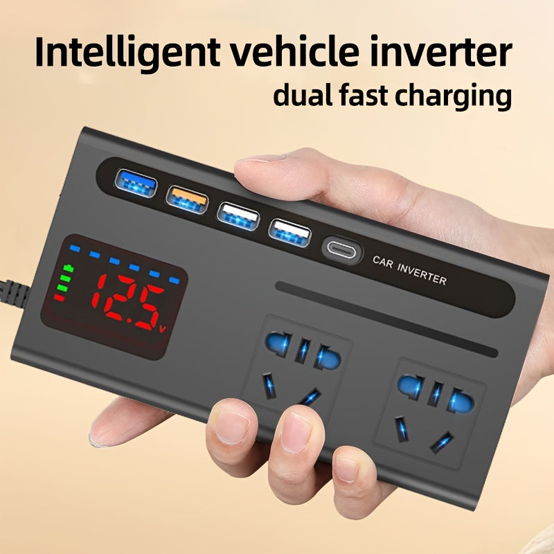 200W Car Inverter: 12V DC To 110V 24VDC To 220V Power Converter With LED Display & 4 USB Ports - Cyprus