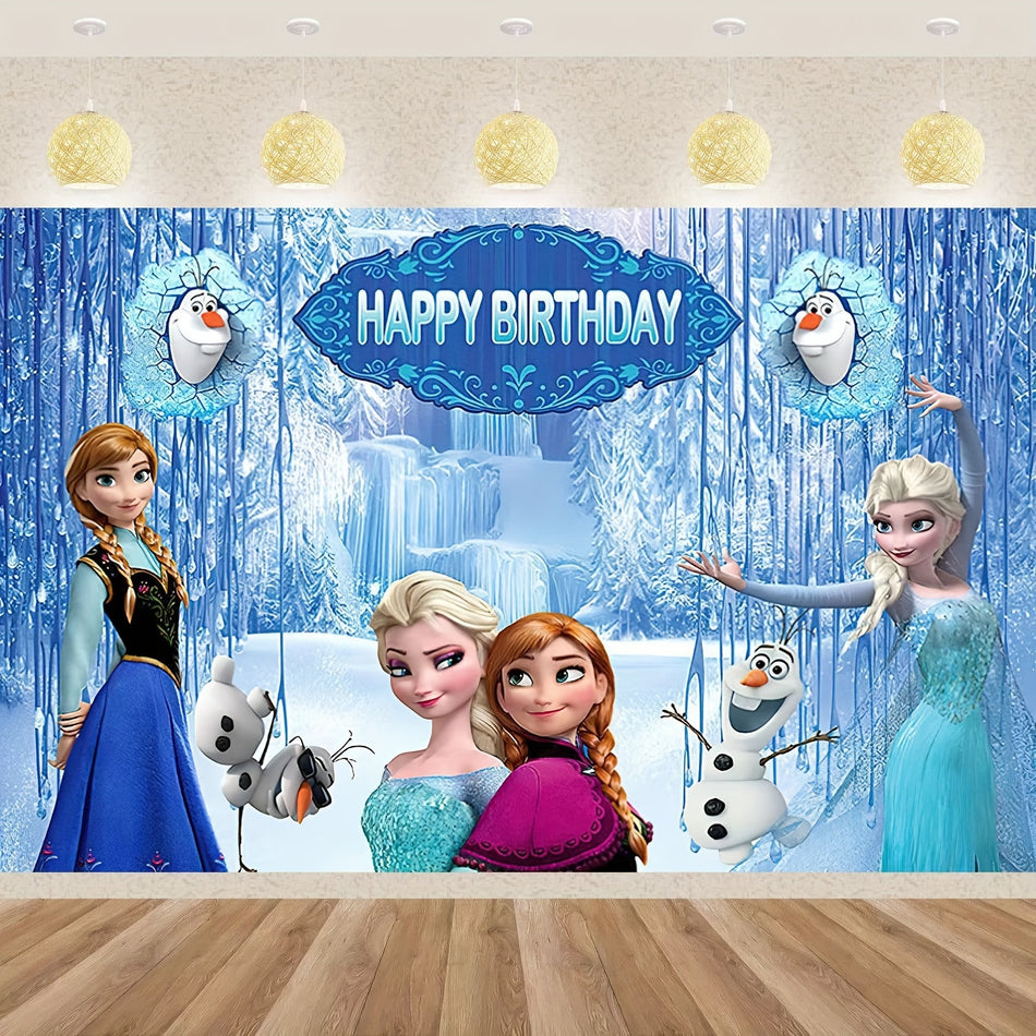 🔵 Elsa, Anna, Olaf ile Disney Frozen Party Dekorasyon Zemini - Çocuk Partileri ve Etkinlikleri İçin Dayanıklı Vinil Doğum Günü Şakası - Kıbrıs