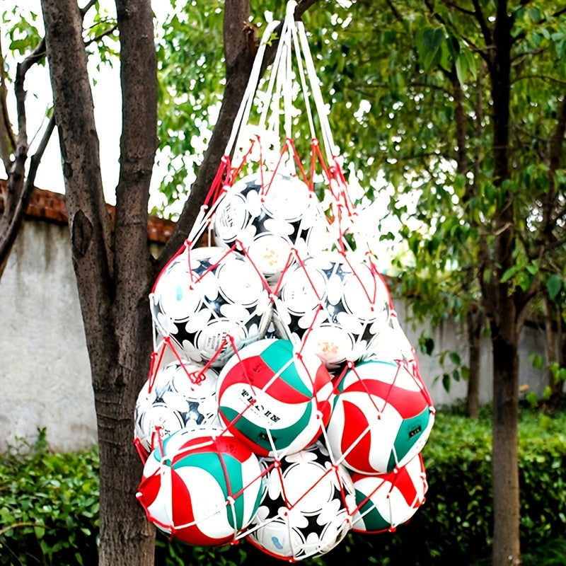 Large Red and White Sports Ball Net Pocket for Basketball, Football, and Volleyball Storage - Cyprus