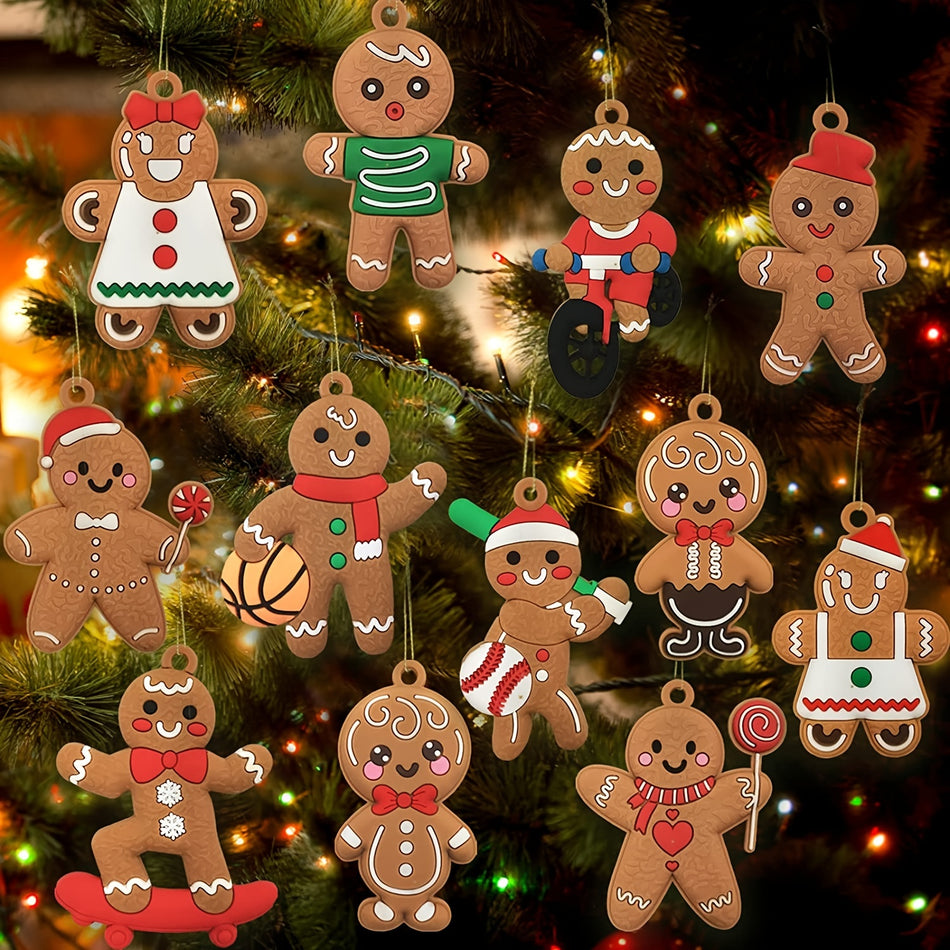 Noel Gingerbread Man Süsleri - Ağaç Dekorasyonu İçin 12 PCS Plastik Figürinler - Kıbrıs