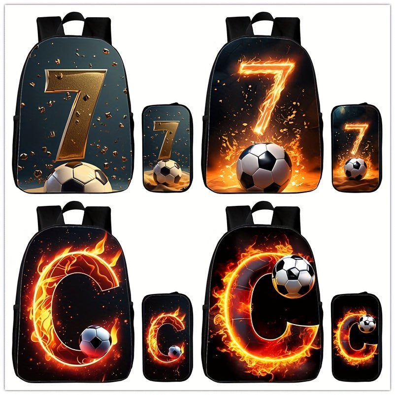 Football Basketball Pencil Case School Bag Set - Large Capacity Backpack - Cyprus