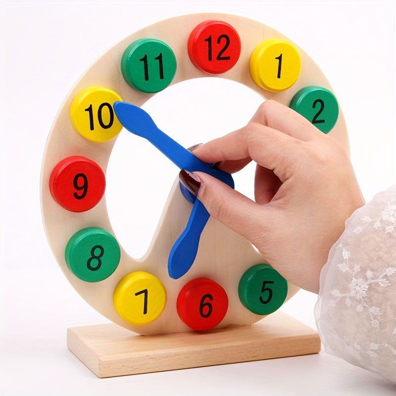 Children's Wooden Teaching Clock – Time Cognition Matching Board