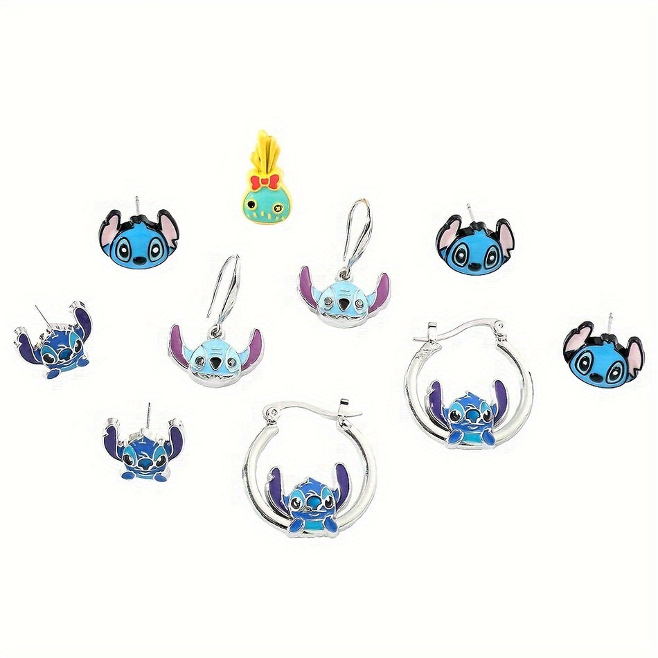 'S Stitch Charm Hoop Earrings - Cute And Cartoonish Animal Design, Perfect for Everyday Wear And Gift Giving - Zinc Alloy with No Plating Or Gemstone