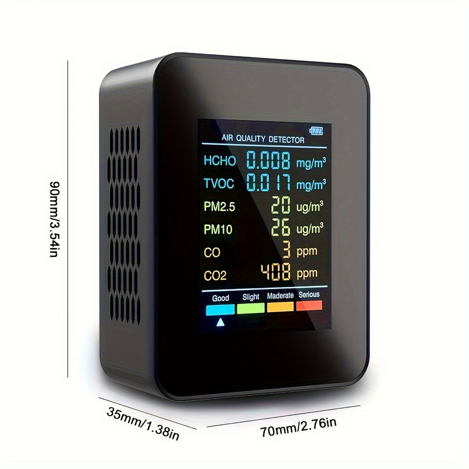 Moniteur de qualité de l'air intérieur 6 en 1 avec écran LCD