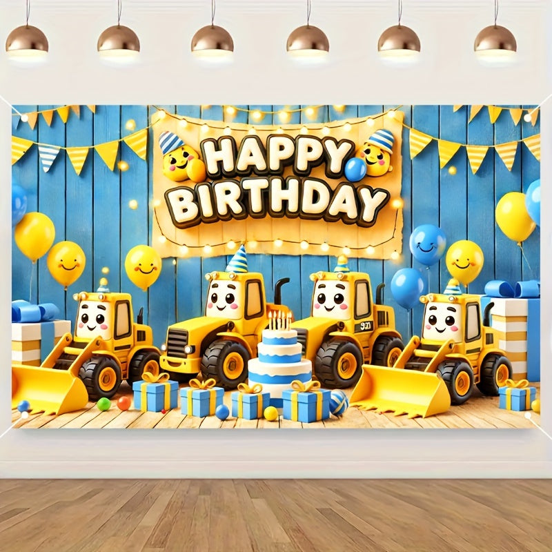 Bob The Builder - Bannière d'anniversaire sur le thème de la construction avec excavatrice et conception de bulldozer