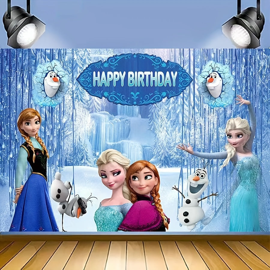 🔵 Elsa, Anna, Olaf ile Disney Frozen Party Dekorasyon Zemini - Çocuk Partileri ve Etkinlikleri İçin Dayanıklı Vinil Doğum Günü Şakası - Kıbrıs