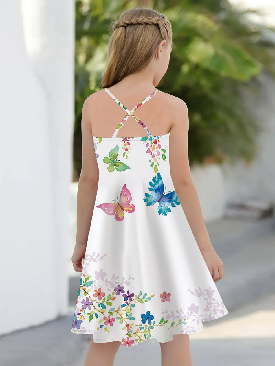 Butterfly Graphic Cross Back Cami Dress - Cyprus