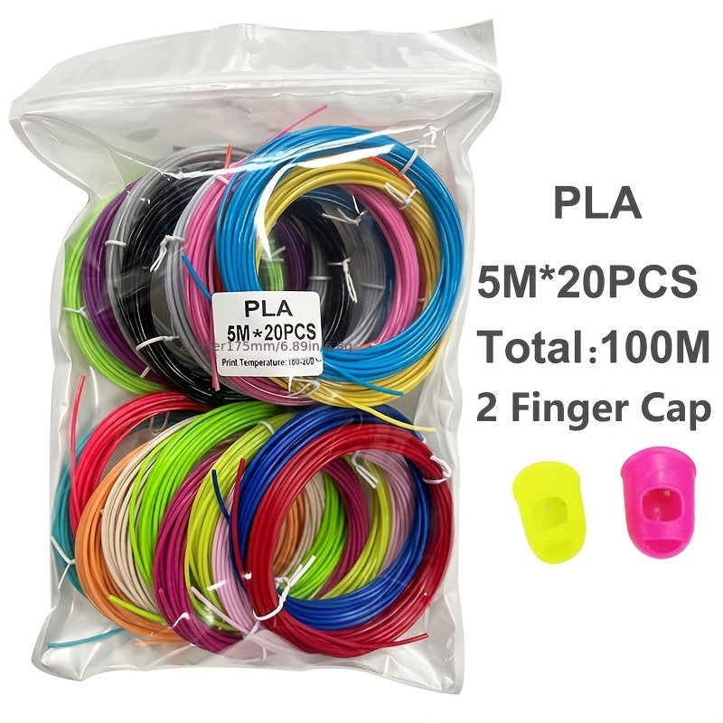 94 Color 3D Pen PLA Filament Refills, 97.54m Total, Pack With 4 Finger Caps - Cyprus