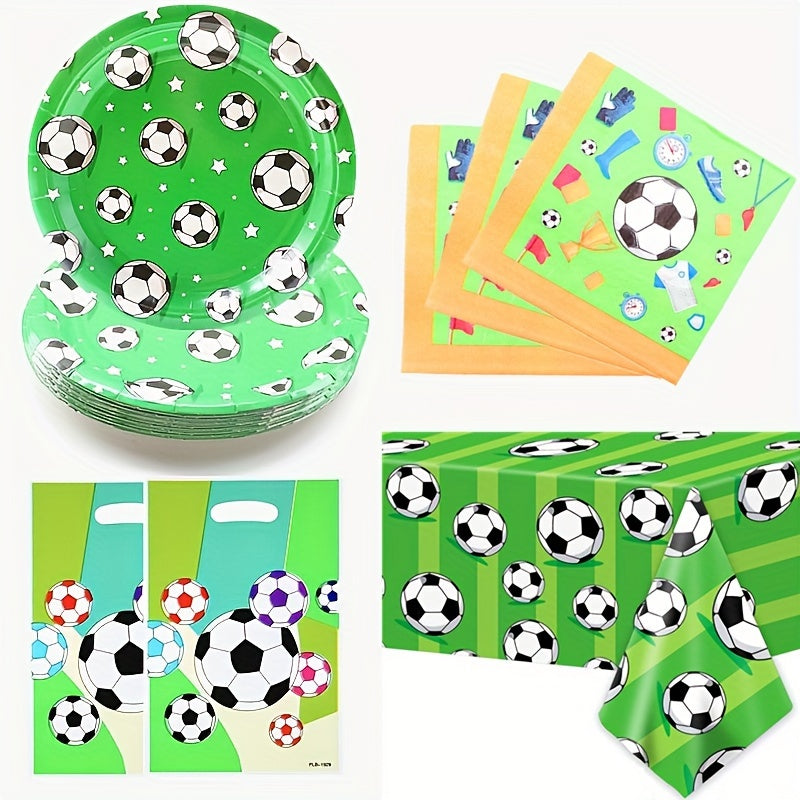 Soccer Theme Birthday Party Tableware Decorations with Football Napkins & Table Cover - Cyprus
