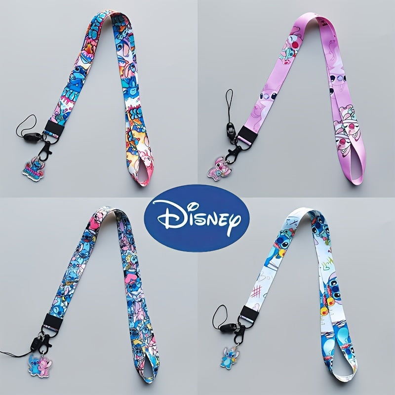 Lilo & Stitch Character Lanyard - Polyester Badge Holder with Detachable Phone Strap and Charm - Cyprus