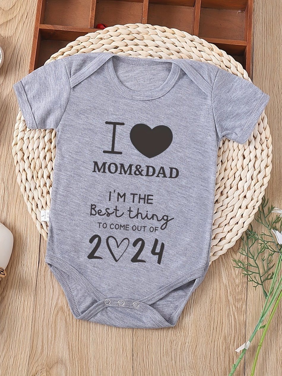 2024 New Letter Print Baby Romper - Summer Newborn Short Sleeve Bodysuit Pregnancy Gift - Cyprus