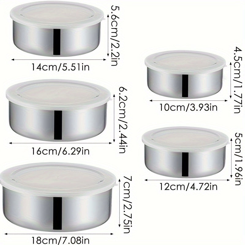 Box coffre de rangement rond en acier inoxydable réutilisable de 5pcs pour outils et petits articles