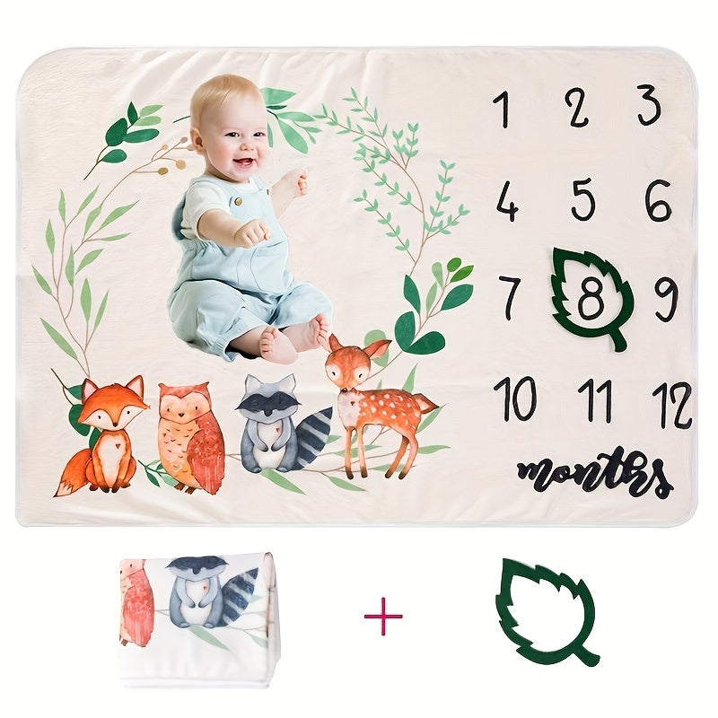 "Memorable Baby Milestone Flannel Photo Blanket 🦊"