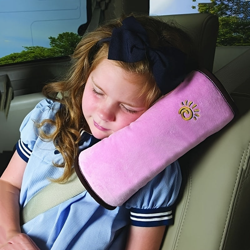 Auto Pillow Car Safety Shoulder Guard for Kids - 100% Cotton, Soft Velvet