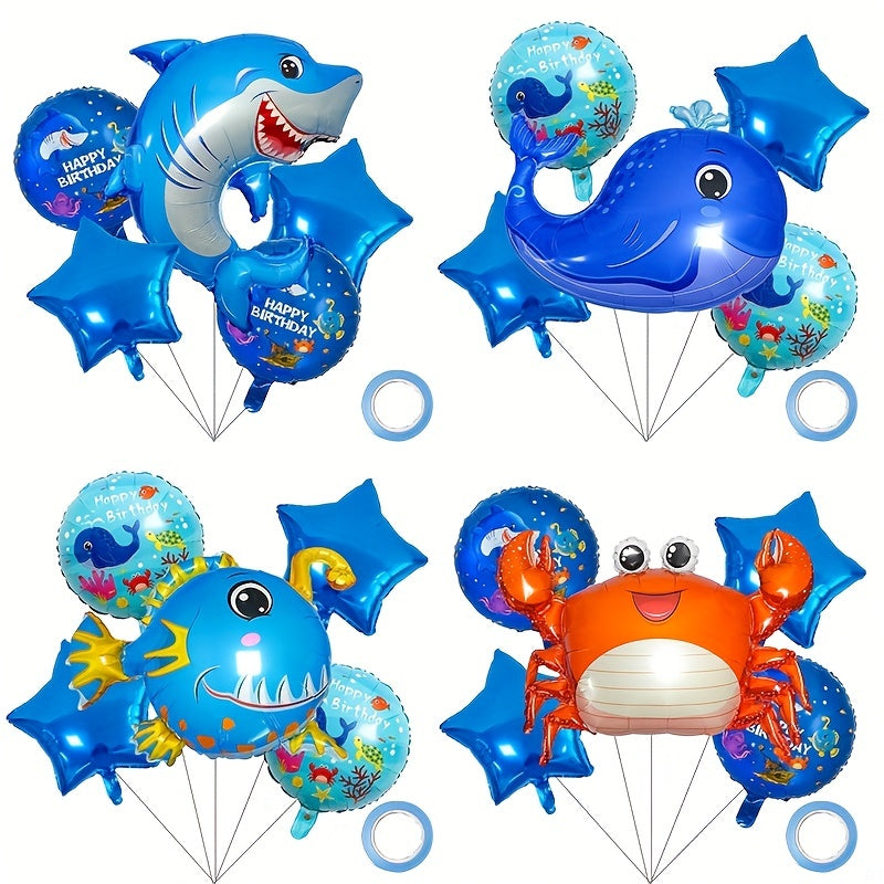 🔵 Ocean Θέμα γενεθλίων πάρτι μπαλόνι διακόσμηση σετ - Crab Crab αλουμίνιο φιλμ μπαλόνι ρύθμιση - Κύπρος