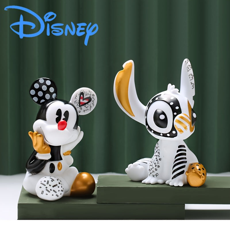 Stitch & Mickey Mouse Action Figures - Black & Golden PVC Collectible Cartoon Ornaments - Cyprus