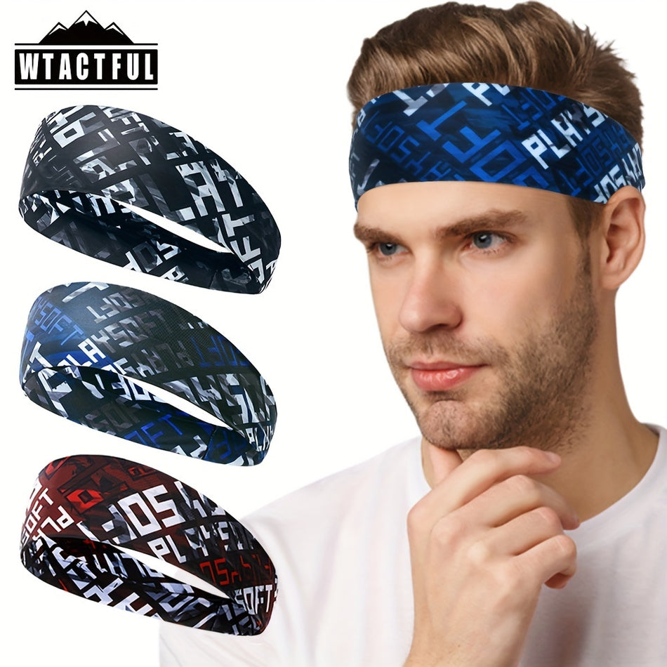 WTACTFUL Sports Elastic Headband - Breathable Sweat-Absorbing Hairband for Running, Yoga - Cyprus