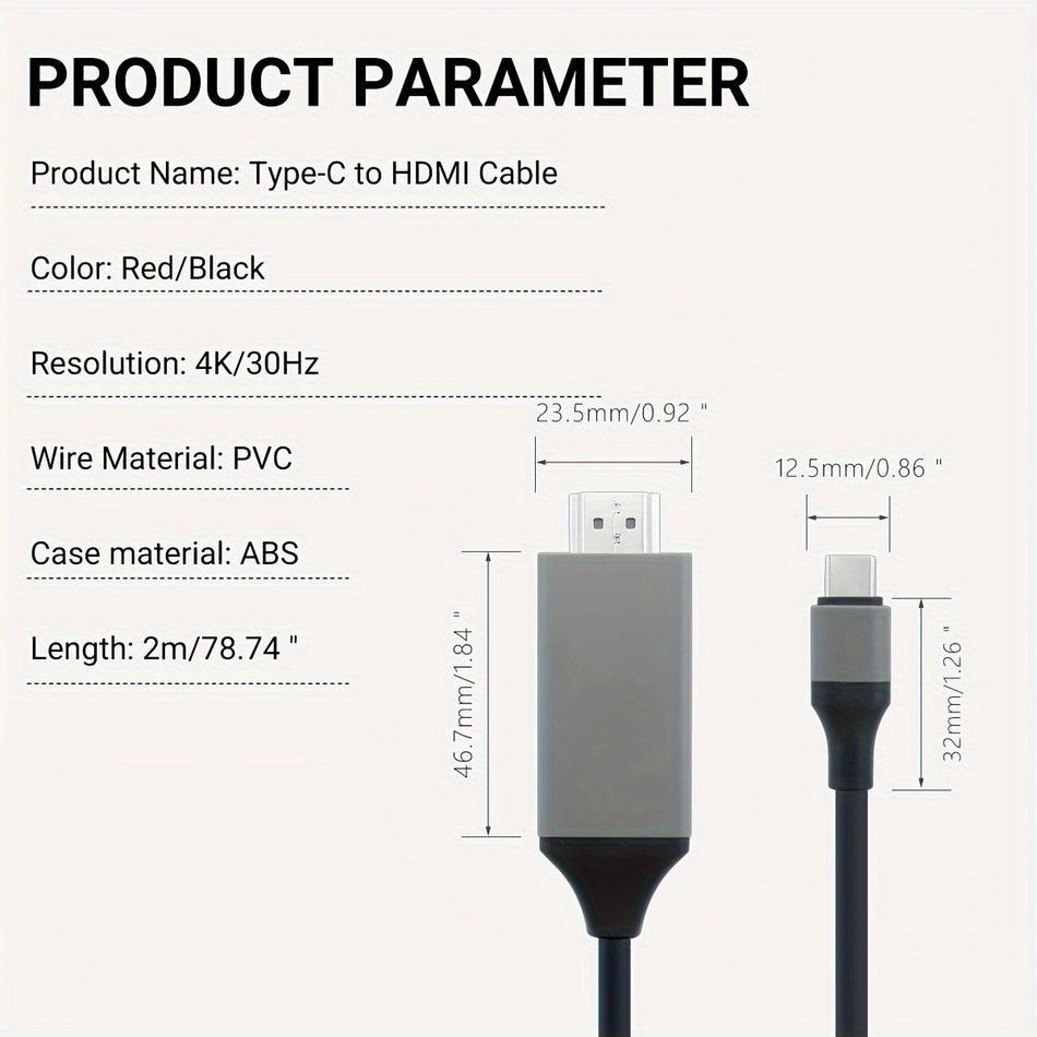 Nadodo 4K USB C σε HDTV Cable 6.6ft - Κύπρο