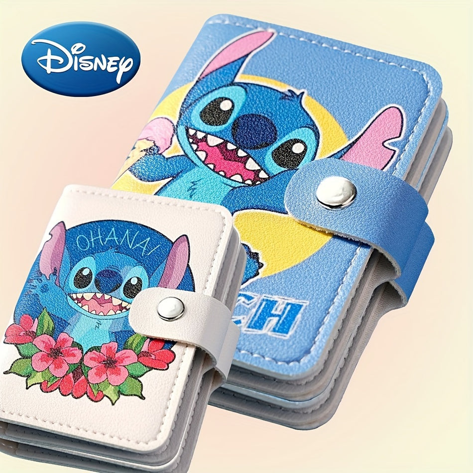 Stitch PU Leather Card Holder Wallet for Women - Cute Cartoon Character Design, Spacious Multi-Card Slots - Cyprus