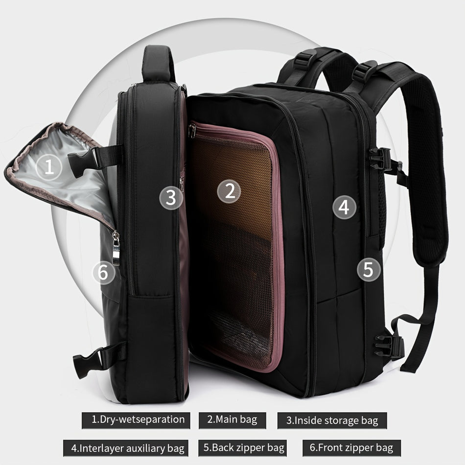 Versatile Nylon Travel Backpack with Laptop Compartment - Cyprus