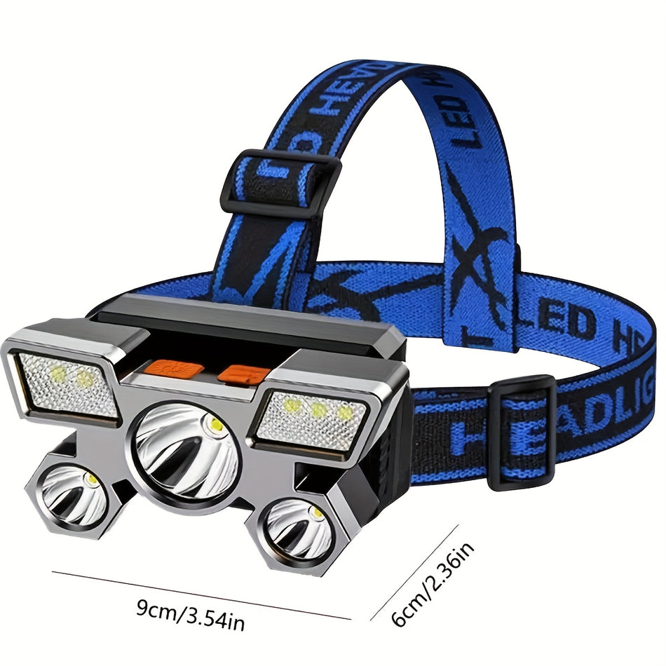 Ultra-Bright LED Headlamp with 4 Modes - USB Rechargeable for Camping, Hiking, Fishing & Emergencies - Cyprus