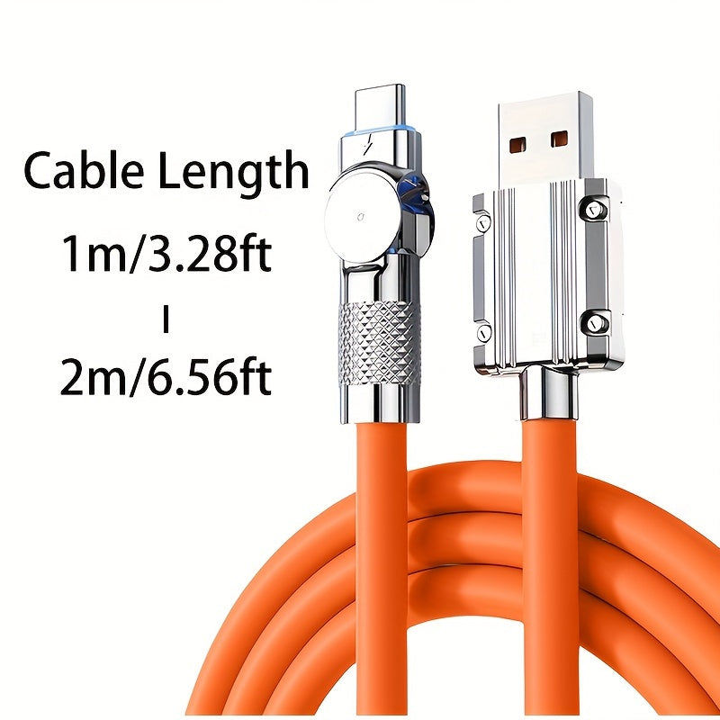 180° Rotating Super Fast Charging Cable for Xiaomi Redmi, OPPO, Samsung S20 - 100W - USB to Type-C - for Gaming