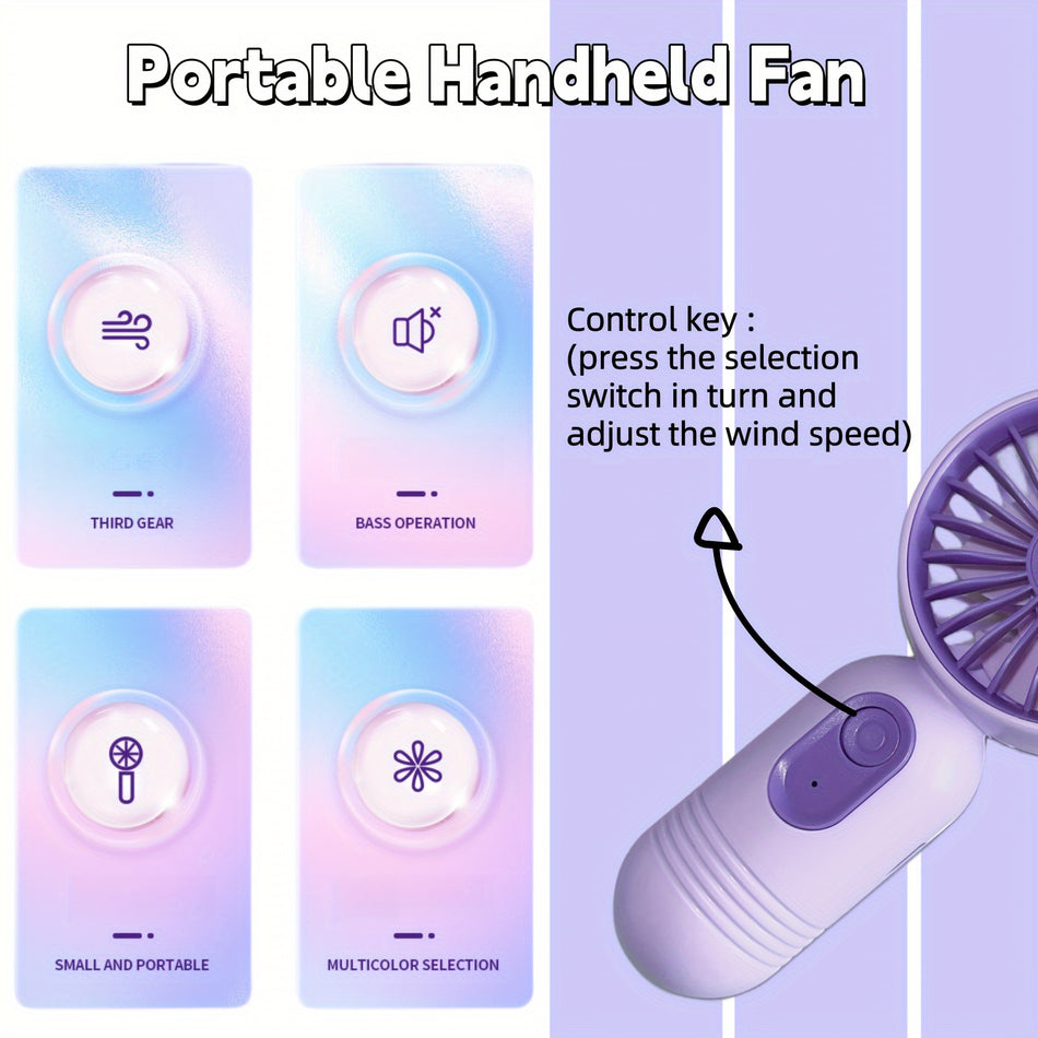 Cyprus Mini Portable Fan: USB Rechargeable, 3 Speeds - For Women in Hot Weather!