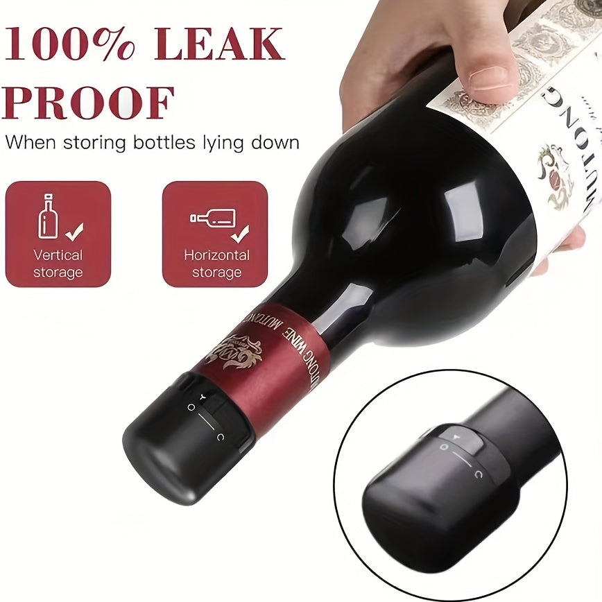 Black Rotating Wine Stopper - Leakproof Seal for Red Wine Bottles - Kitchen & Dining Accessory Wine Tumbler with Lid - XK14066 - Cyprus