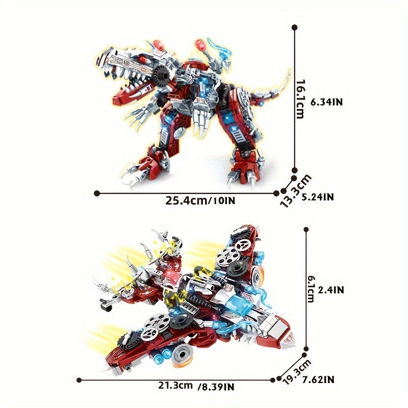 Dinosaur Mecha Warrior 422pcs Building Blocks Set - Transformable STEM Toy for Kids 6+ - Cyprus