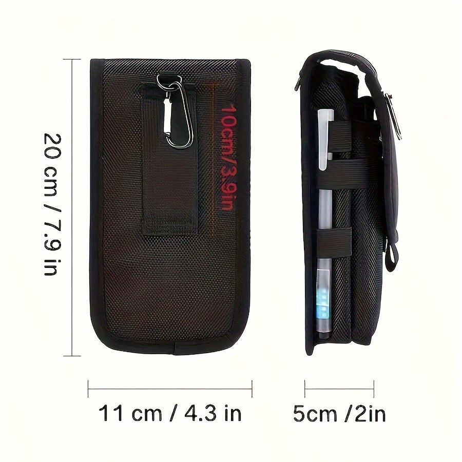 Versatile Black Phone Waist Bag with Keychain and Pen Holder