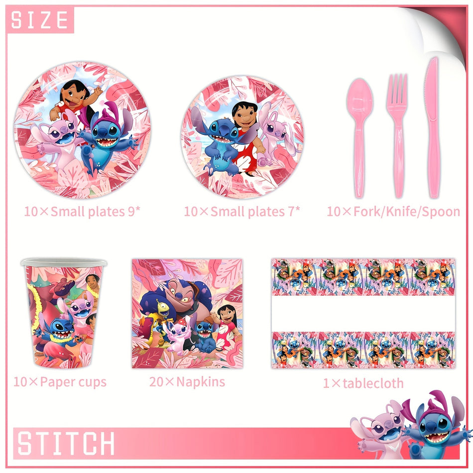 Stitch Hawaiian Style Party Supplies Kit - Vibrant Tropical Design for 10 Guests - Cyprus