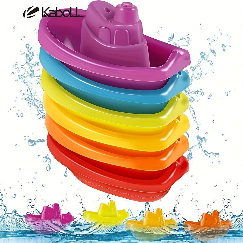 6pcs Durable Plastic Stacking Boat Set - Fun Bathroom Toy - Cyprus