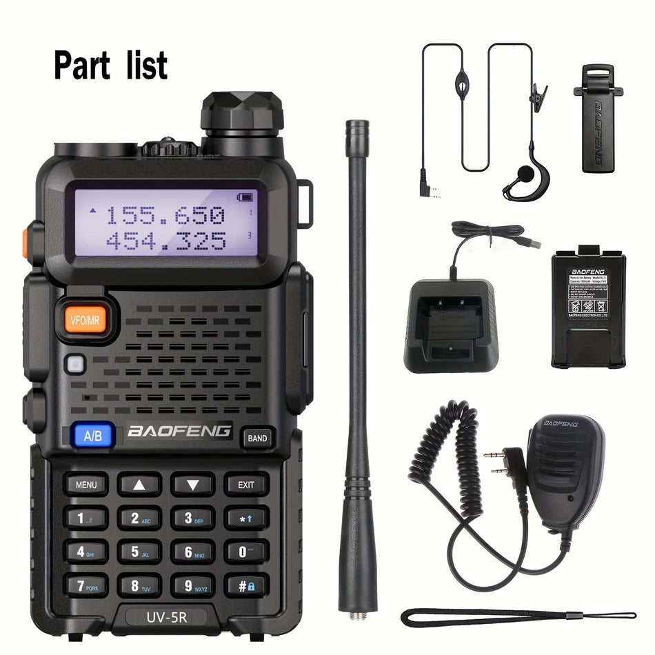 Baofeng UV5R USB Charge-Walkie-Talkie avec casque à paillettes et microphone