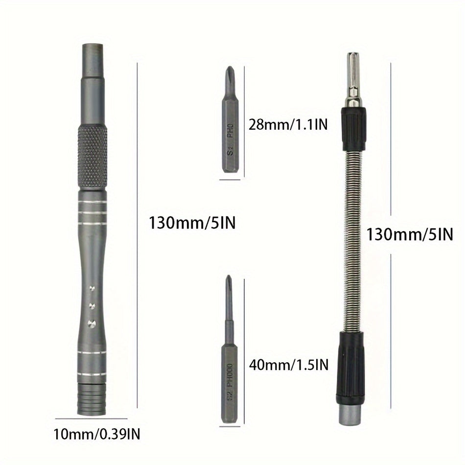 Ultimate 128-in-1 Precision Screwdriver Kit With Magnetic, Flexible Shaft - Durable Tech & Game Repair Tools, Ideal Gift