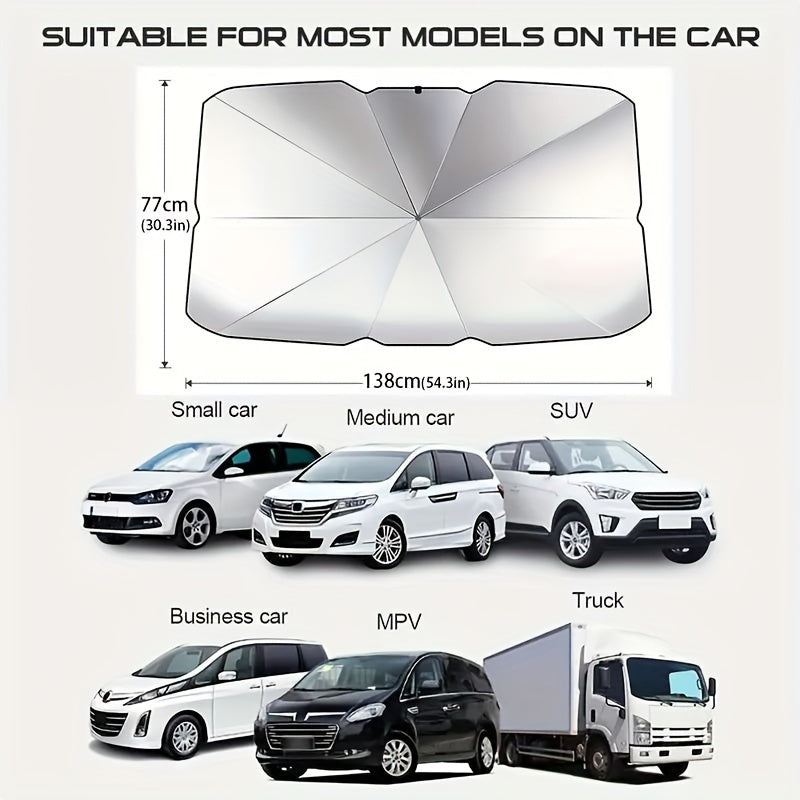 Foldable Automobile Umbrella Sunshade - Heat Protection - Stylish Design - Cyprus