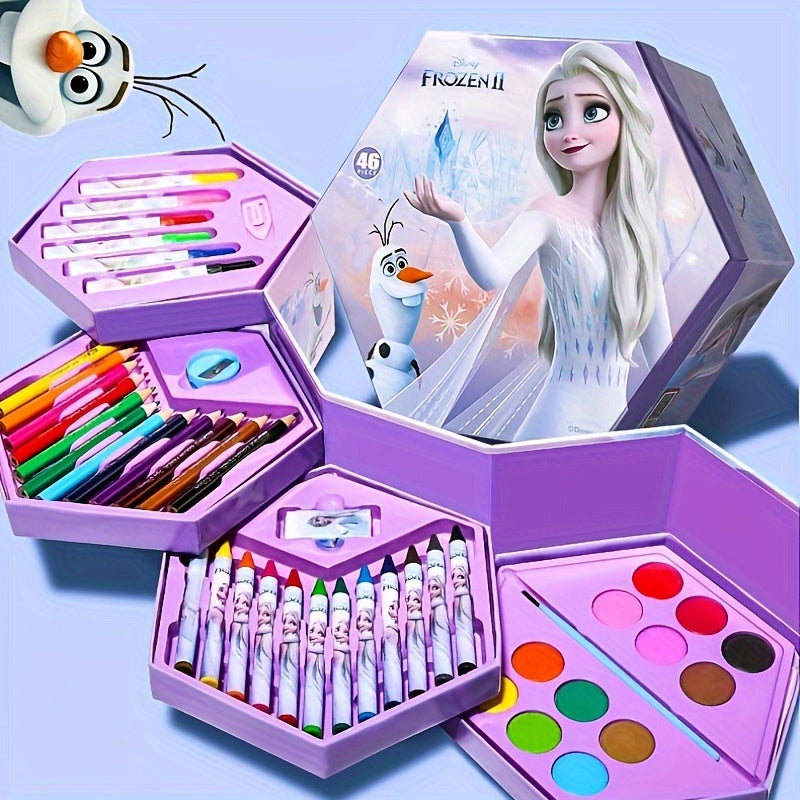 Frozen Elsa Cartoon Painting Set - Multi-Functional Watercolor Pen Crayon Gouache Gift Box - Cyprus