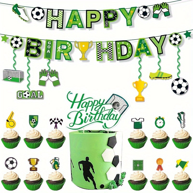 Happy Birthday School Sport Soccer Theme Football Paper Banner Garlands Party Bunting Flag Decoration - Cyprus