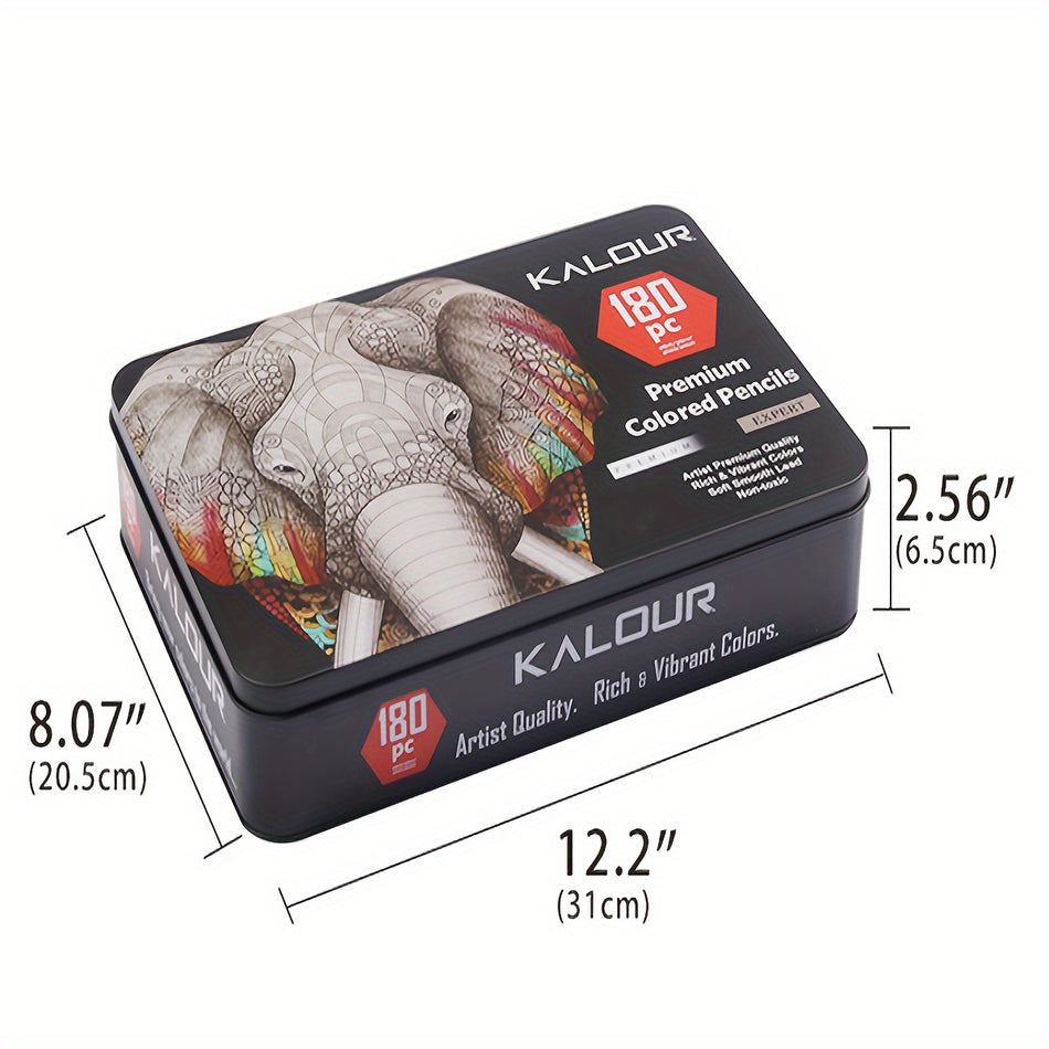 Kalour 180 Color Artist Colored Pencils Set - Ιδανικό για ζωγραφική σχεδίαση σκίτσο σκίαση ανάμειξη (θήκη κασσίτερου) - Κύπρος