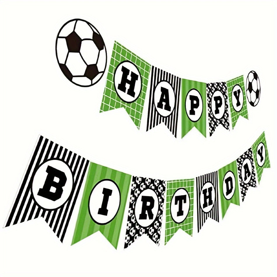 🔵 Soccer Ball Design Happy Birthday Banner for Boys and Girls Entryway Decor - Cyprus